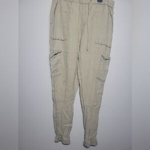 Womens Nicole Miller Pants Cargo Boho Beachy Casual Lagenlook Linen Breathable